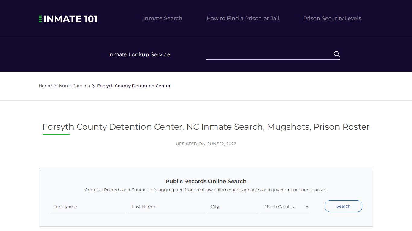 Forsyth County Detention Center, NC Inmate Search ...