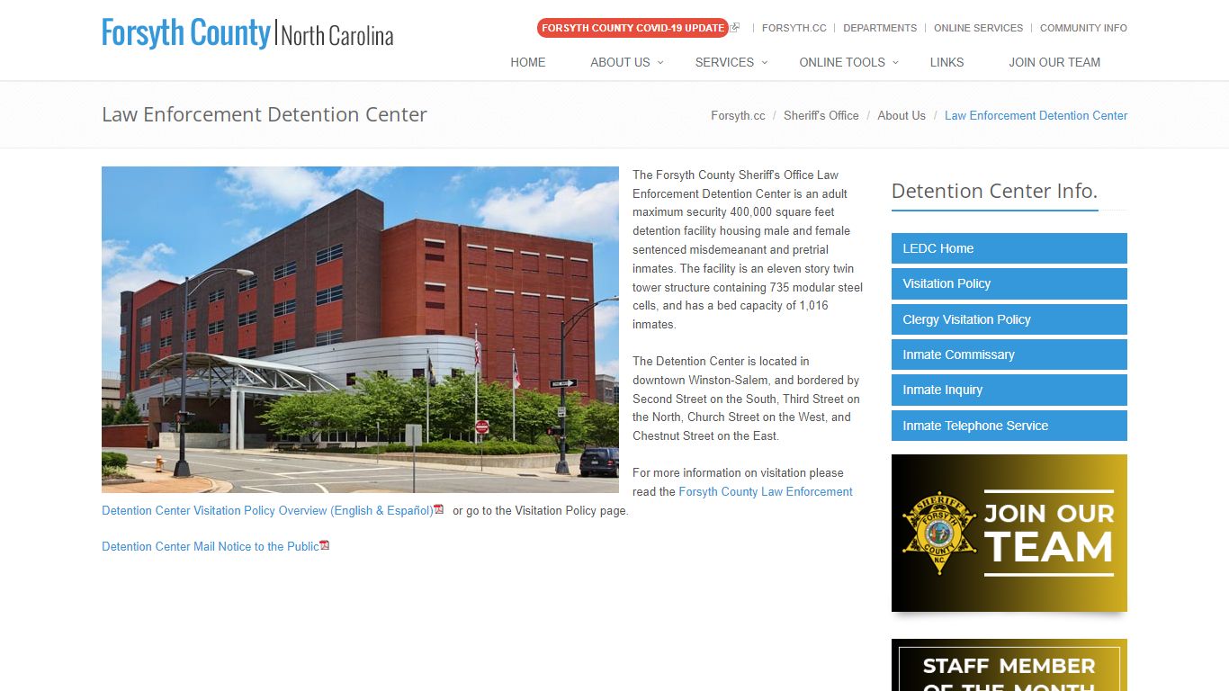 Law Enforcement Detention Center - Forsyth County, North ...